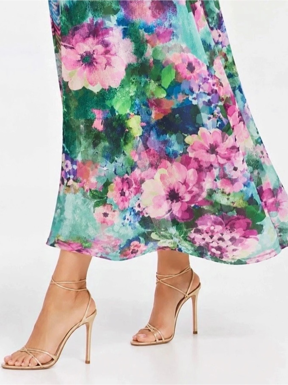 New🌺$230 Johnny Was Magnolia Meadows Floral Mesh Long Midi Dress Short Sleeve M